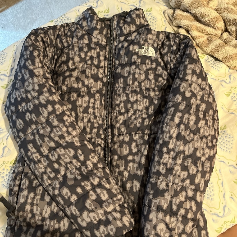 The North Face Gray Patterned and Fuzzy reversible Jacket
